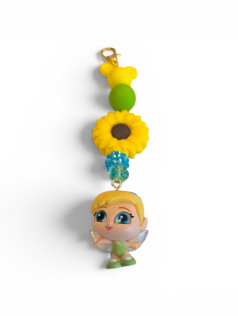 Handmade Tinkerbell Floral Bag Charm/ Keychain - Picture 3 of 4